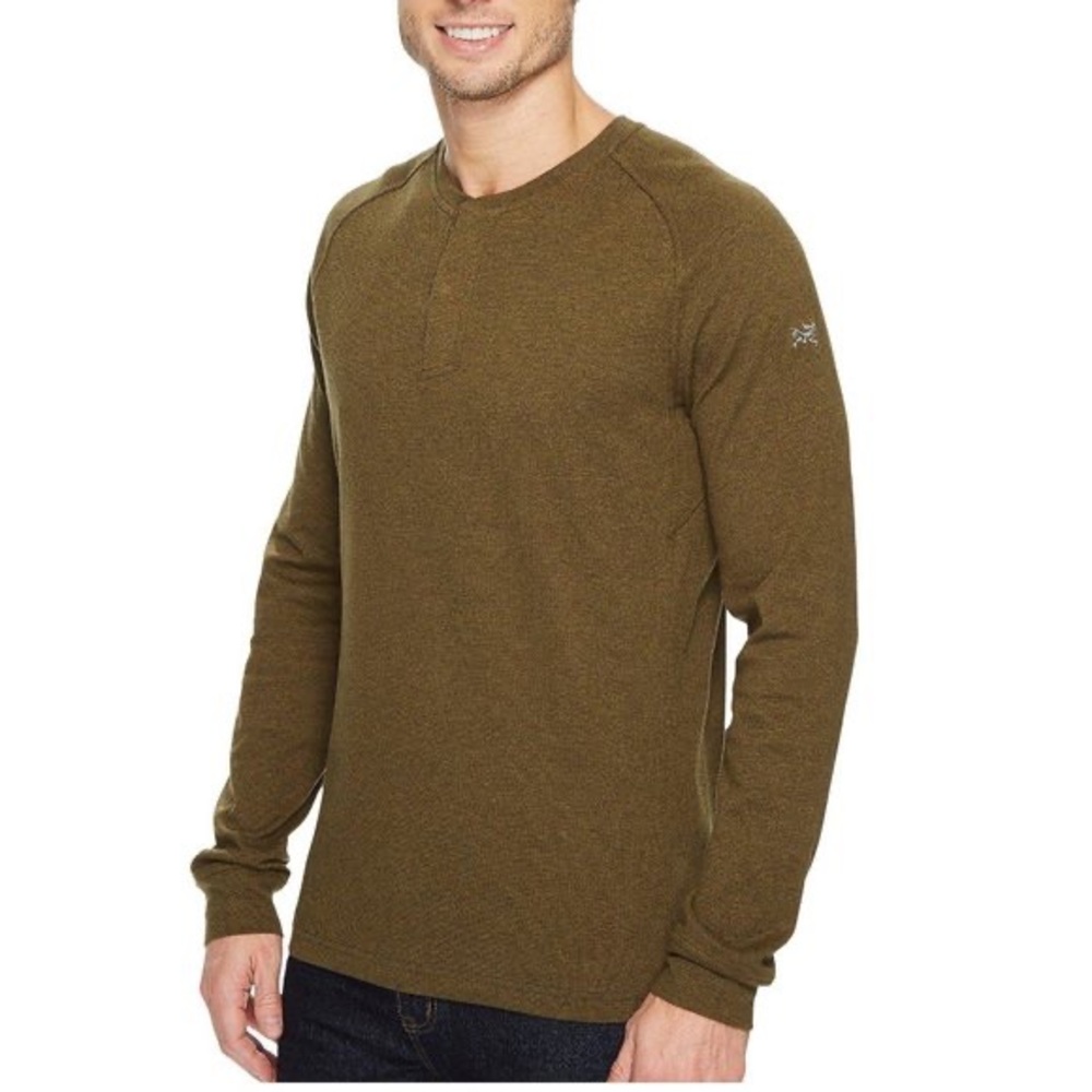 Arcteryx Men's Sirrus Ls Henley Shirt Green Long Sleeve Pullover Size